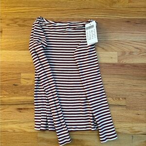 Striped Long Sleeve Skirt Maroon and White
